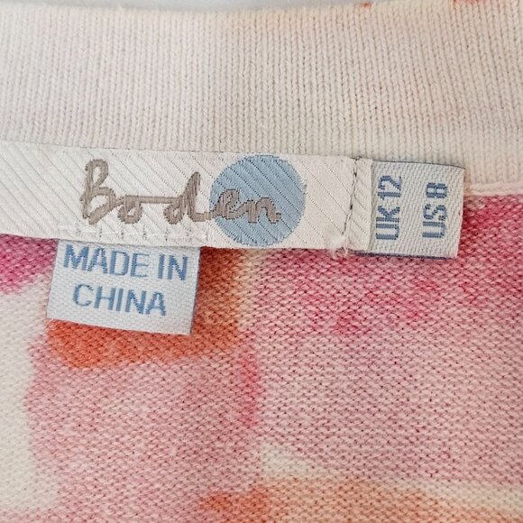 Boden Hearts Cardigan US 8 M Orange Pink Lightweight Colorful Maximalism - Picture 4 of 8